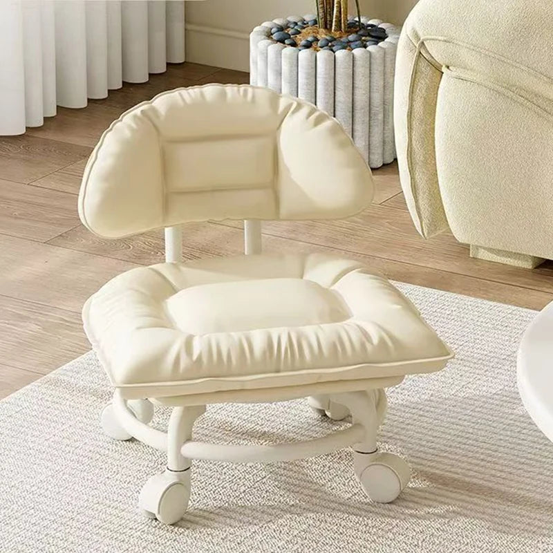 Rolling Stool Padded Seat & Backrest Silent 360° Casters