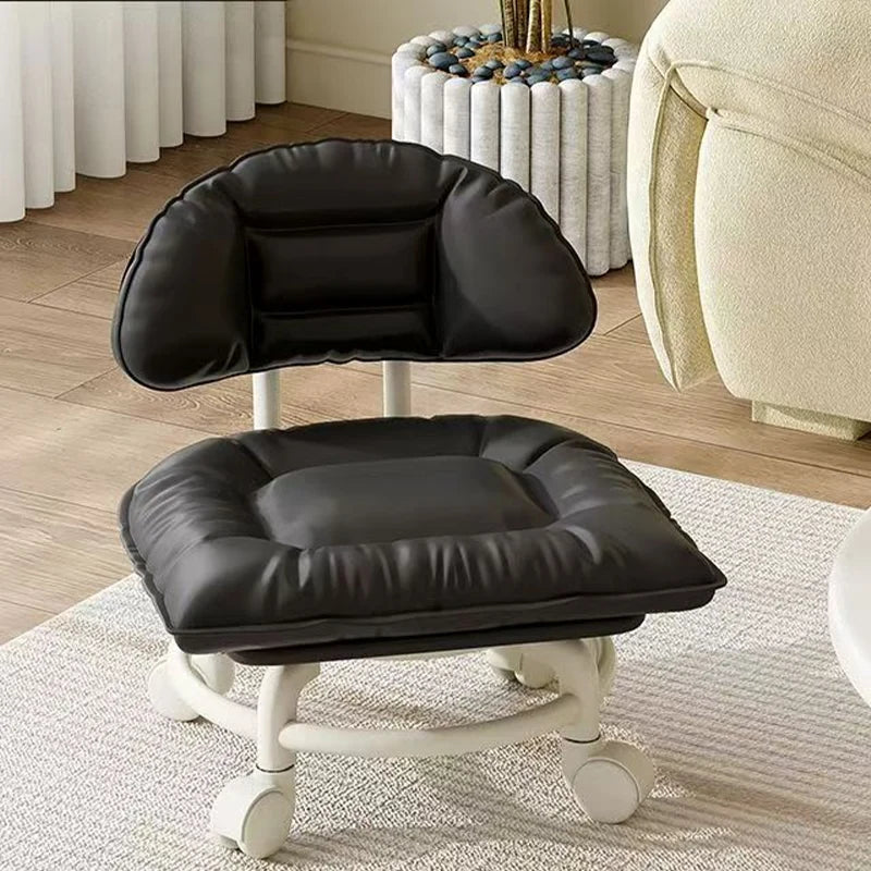 Rolling Stool Padded Seat & Backrest Silent 360° Casters