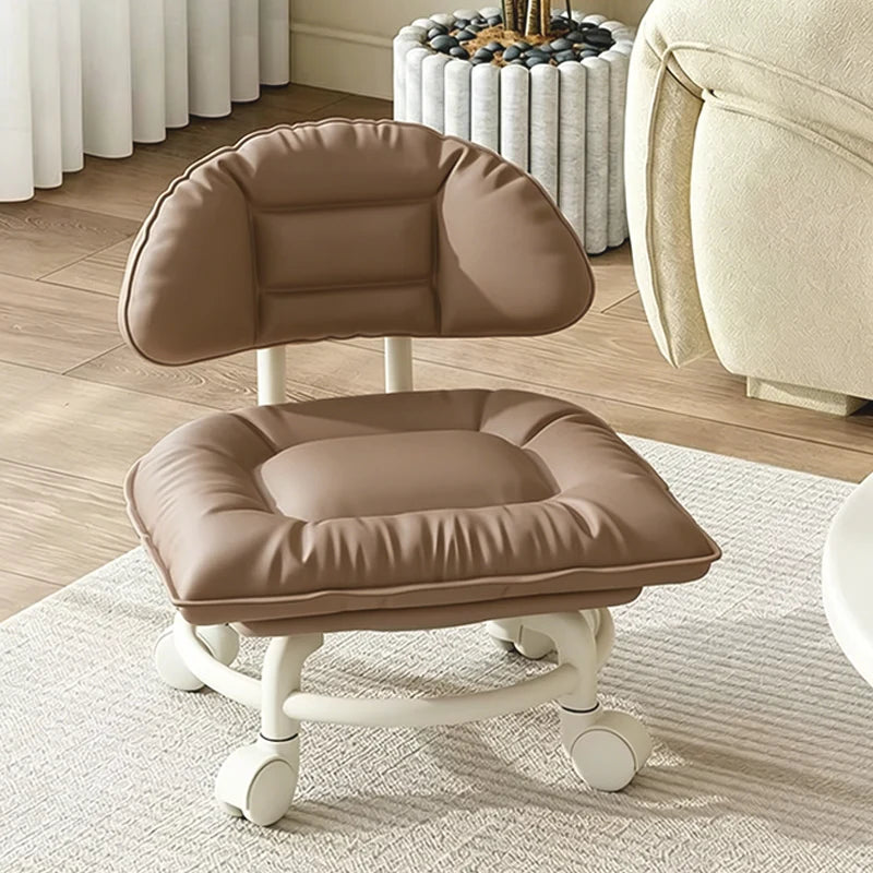 Rolling Stool Padded Seat & Backrest Silent 360° Casters