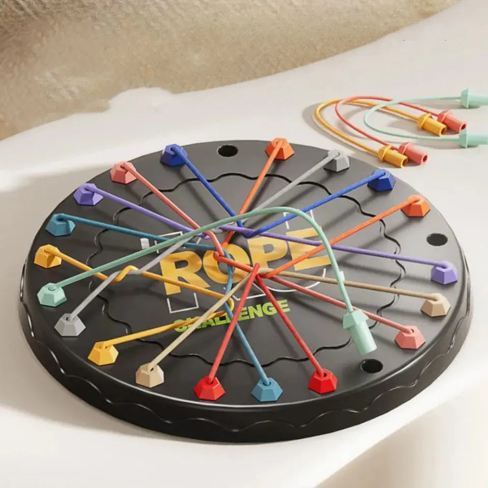 Rope Puzzle Game Durable Plastic Board & Elastic Ropes