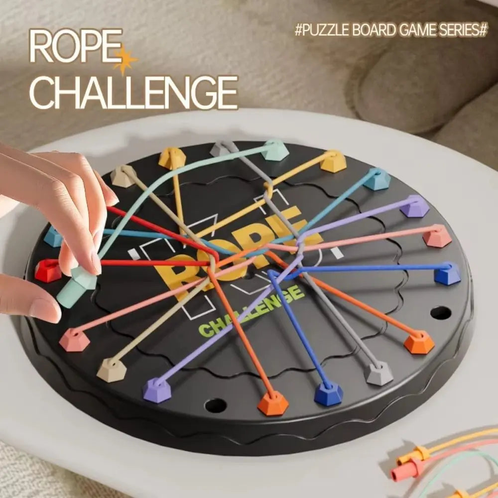 Rope Puzzle Game Durable Plastic Board & Elastic Ropes