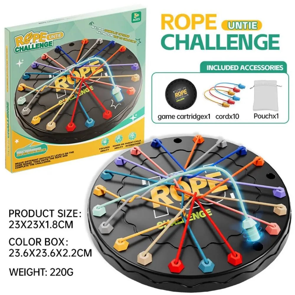 Rope Puzzle Game Durable Plastic Board & Elastic Ropes