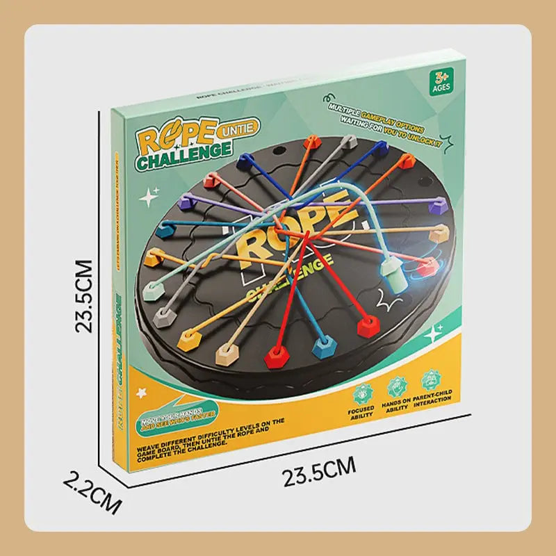 Rope Puzzle Game Durable Plastic Board & Elastic Ropes