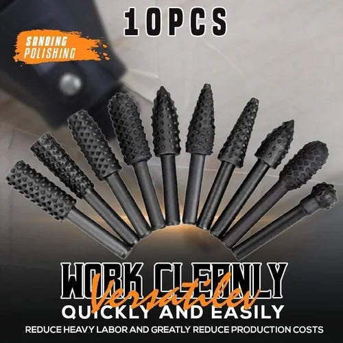 Rotary Burr Set Tungsten Carbide Fits Common Chucks