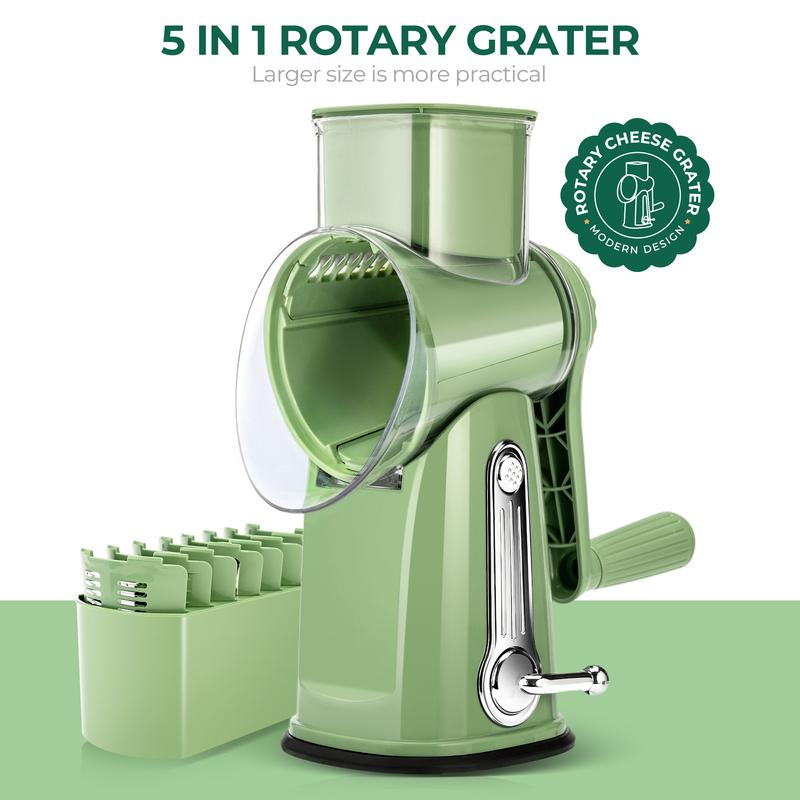 Rotary Grater Five Stainless Steel Blades Suction Cup