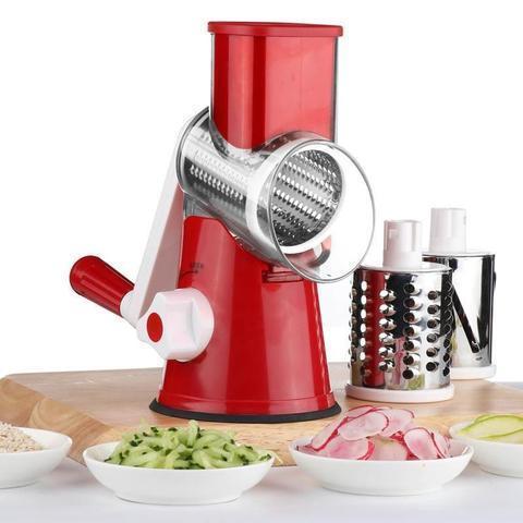 Rotary Vegetable Slicer 3 Stainless Steel Drums Suction Cup