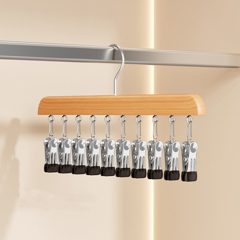 Rotating Hanger Solid Wood 360 Degree Rotation Non-Slip Clips