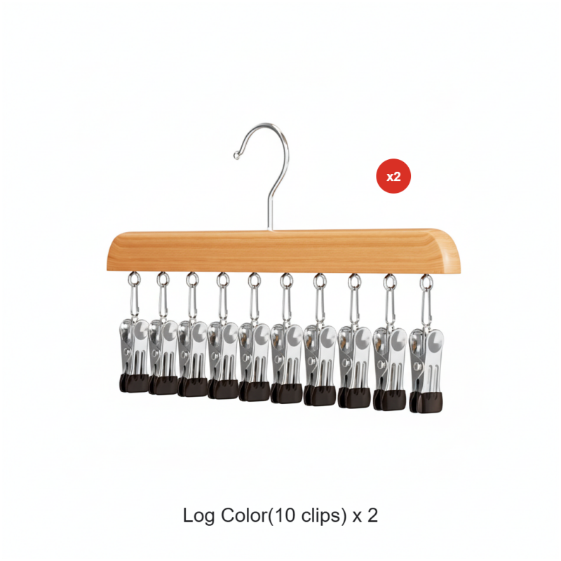 Rotating Hanger Solid Wood 360 Degree Rotation Non-Slip Clips