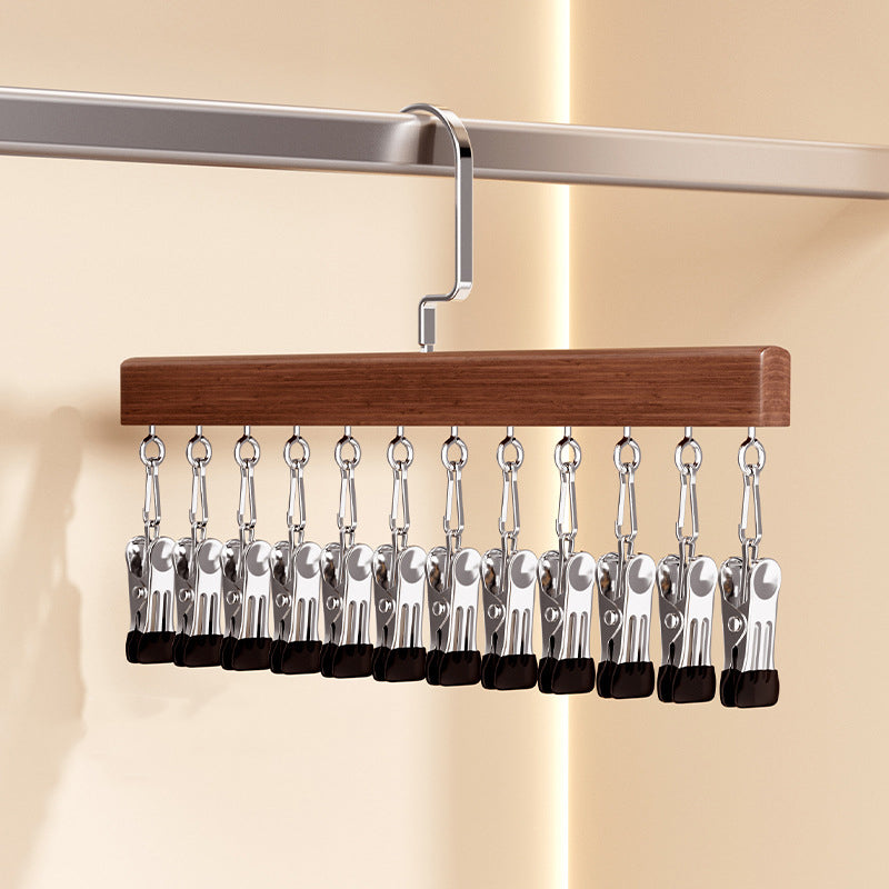 Rotating Hanger Solid Wood 360 Degree Rotation Non-Slip Clips