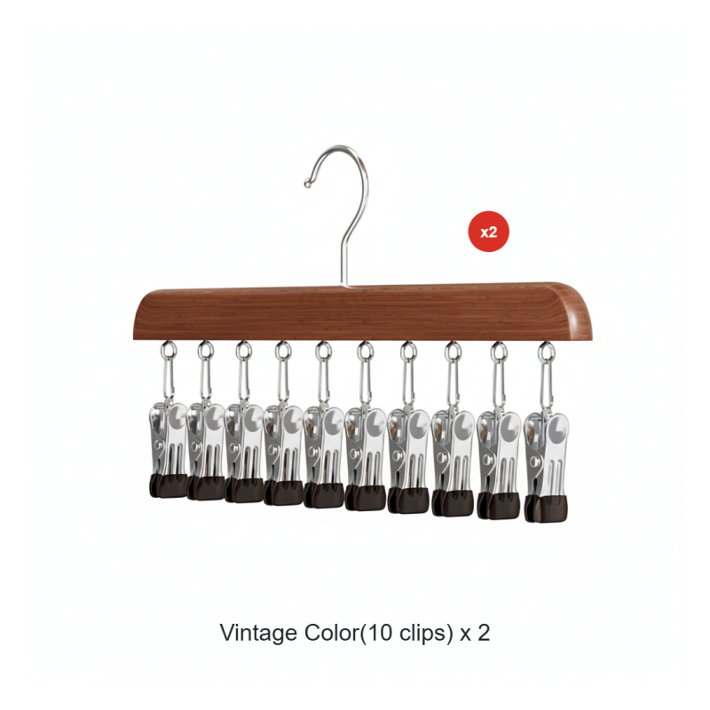 Rotating Hanger Solid Wood 360 Degree Rotation Non-Slip Clips