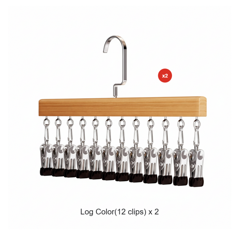 Rotating Hanger Solid Wood 360 Degree Rotation Non-Slip Clips