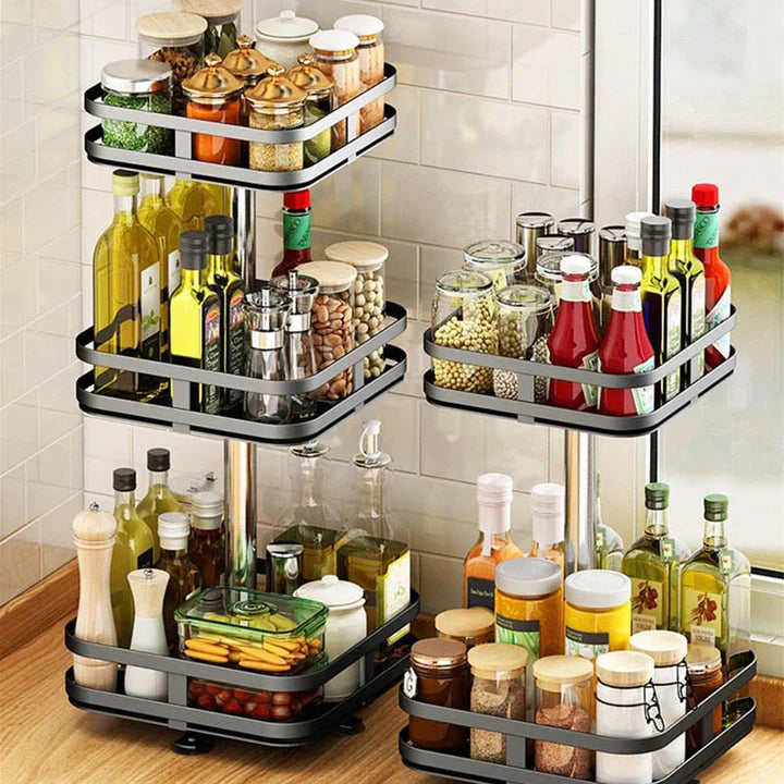 Rotating Spice Rack 360° Rotation Adjustable Tiers