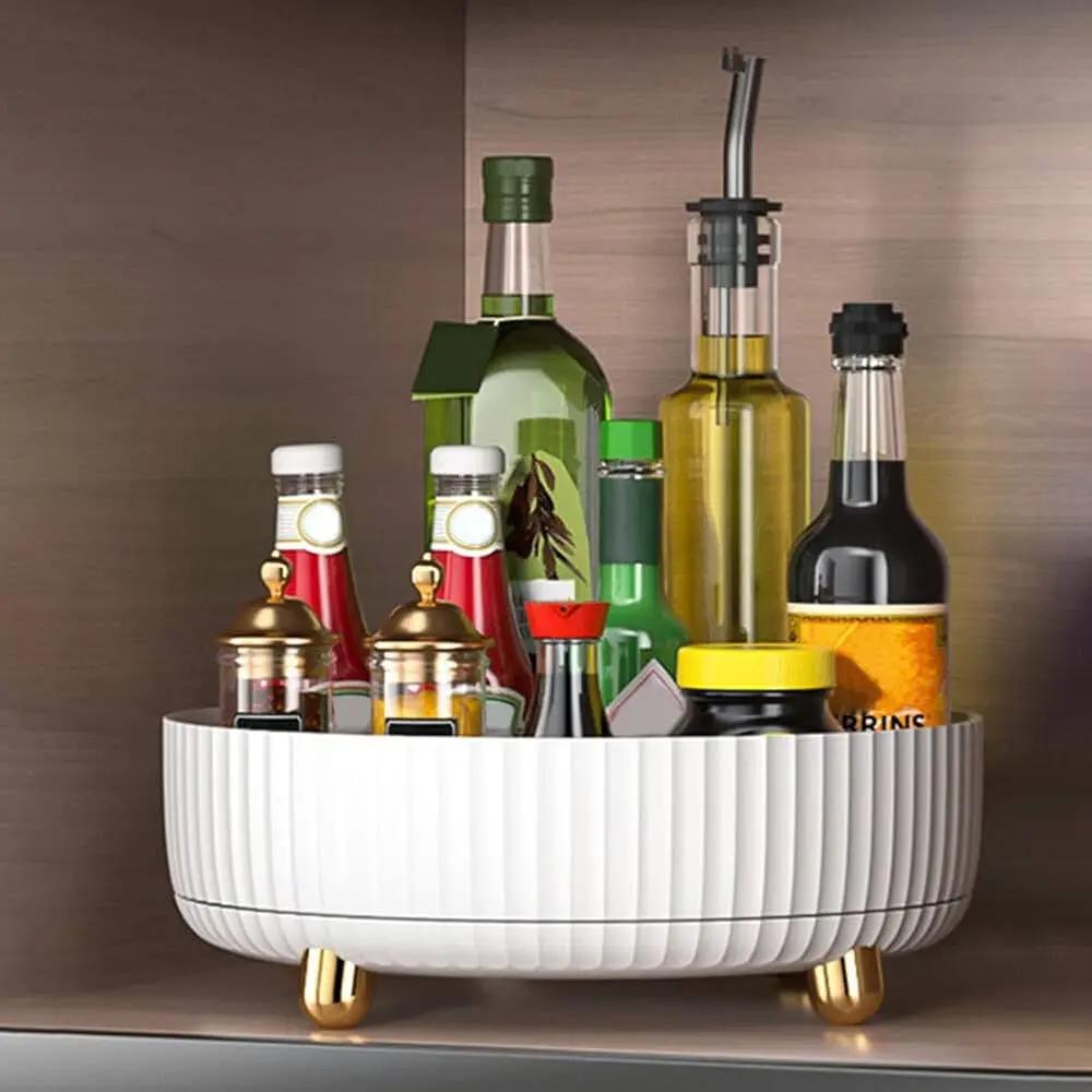 Rotating Storage Tray 360° Rotation Space-Saving Easy-Clean