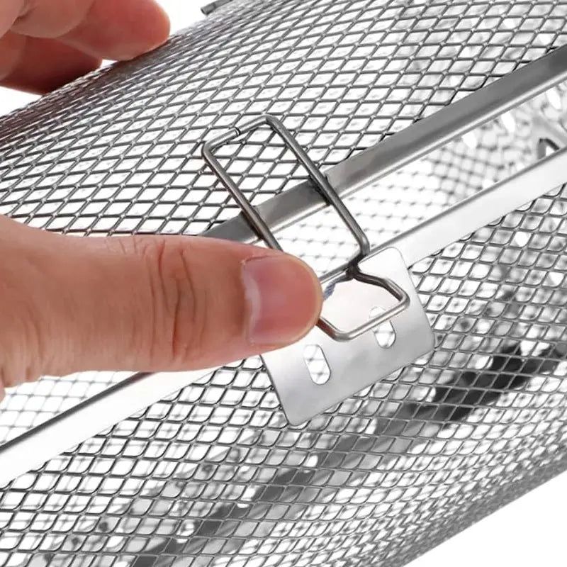 Rotisserie Basket Stainless Steel 360-Degree Side Opening