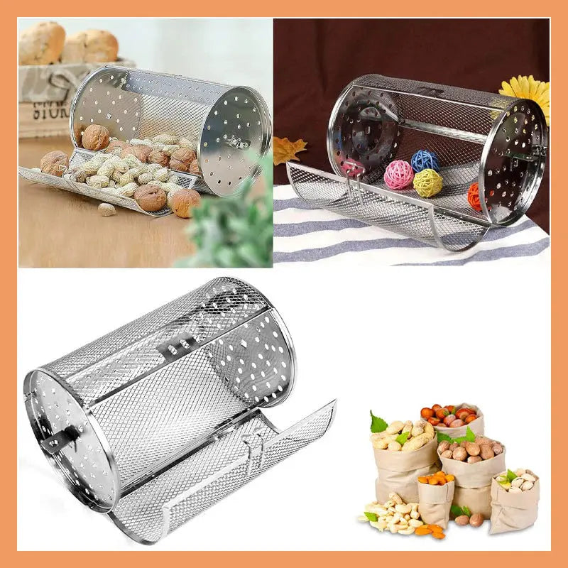 Rotisserie Basket Stainless Steel 360-Degree Side Opening