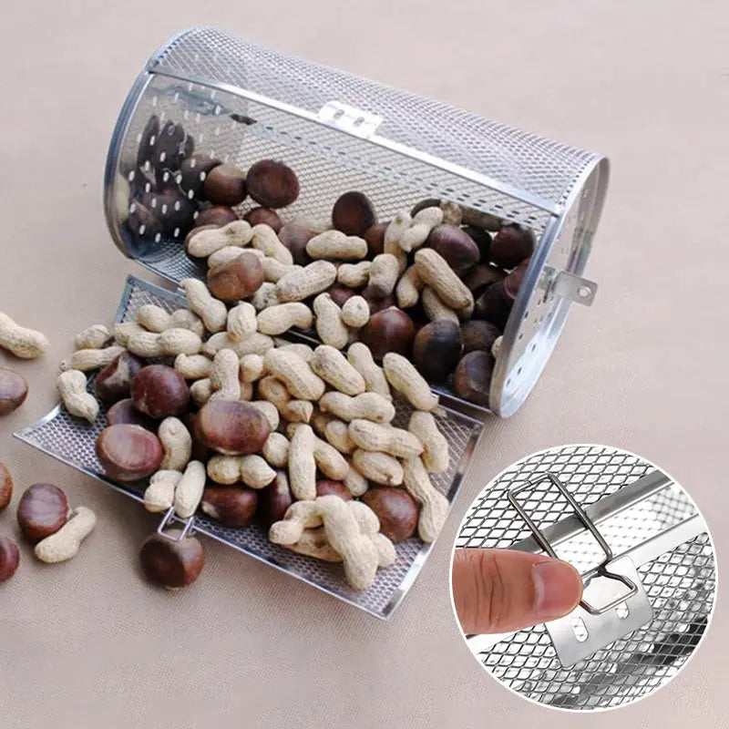 Rotisserie Basket Stainless Steel 360-Degree Side Opening