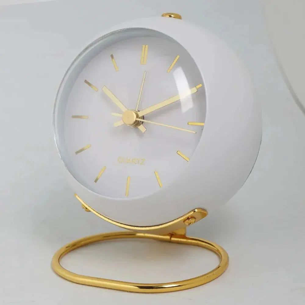 Round Alarm Clock Silent Quartz & Luminous Hands Compact