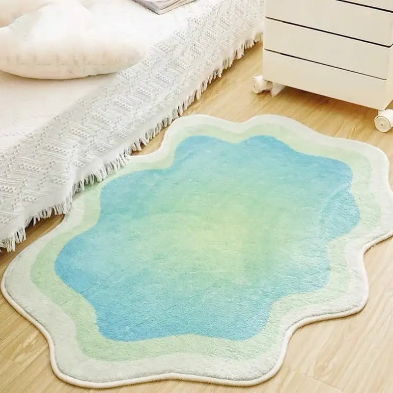 Rug Pastel Cloud Design Polyester Non-Slip Backing