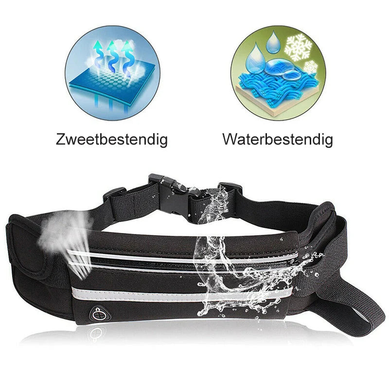 Running Belt Water-Repellent Lycra Sealed Zipper & Non-Slip Fit