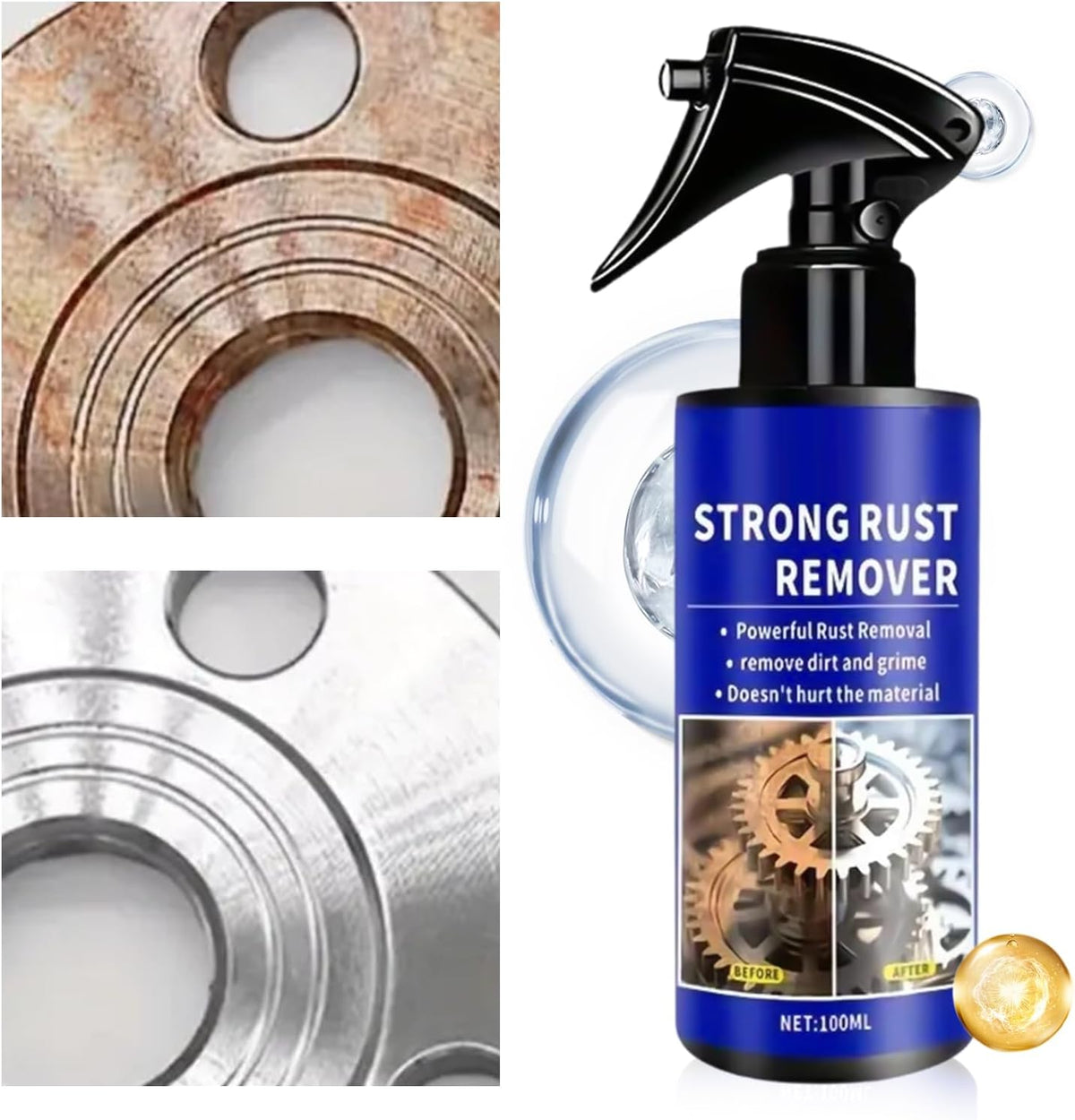 Rust Remover Spray Fast-Acting No-Scrub 3.4 Fl Oz
