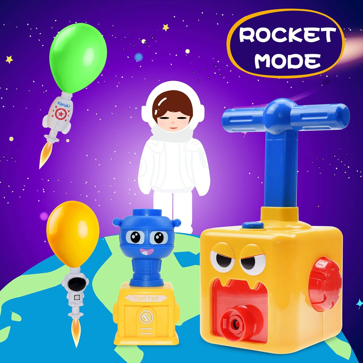 STEM Toy Balloon-Powered Car & Rocket Launcher Battery-Free