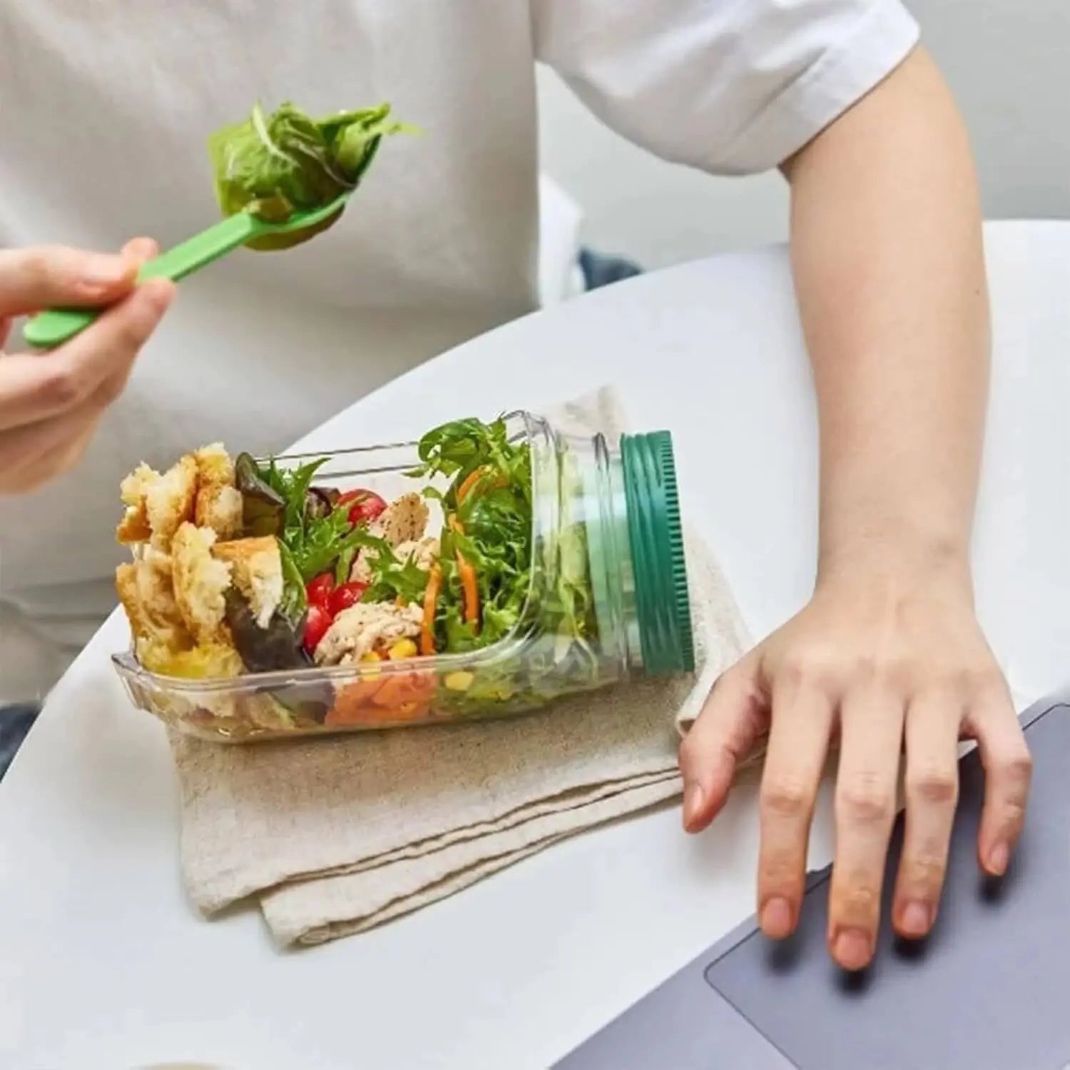 Salad Container Leak-Proof Screw Lid BPA-Free