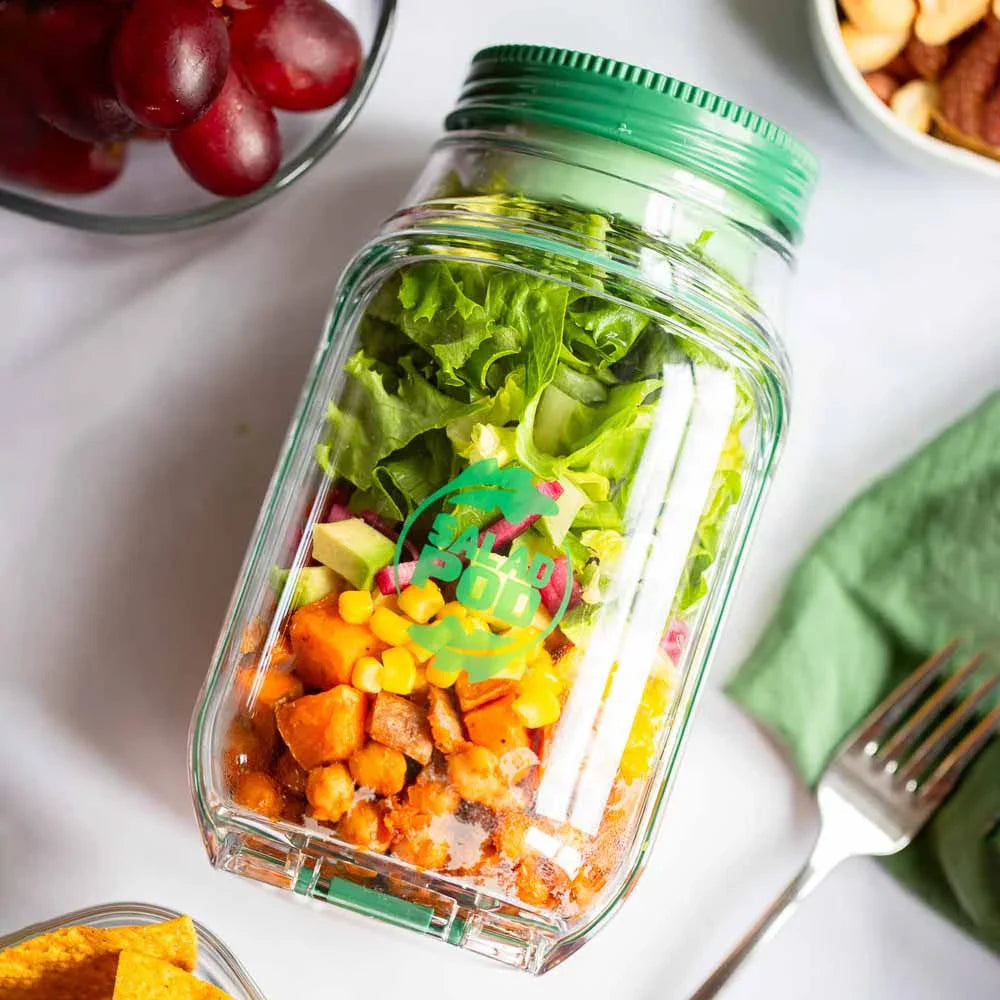 Salad Container Vertical Layering & Leak-Proof Dressing Capsule