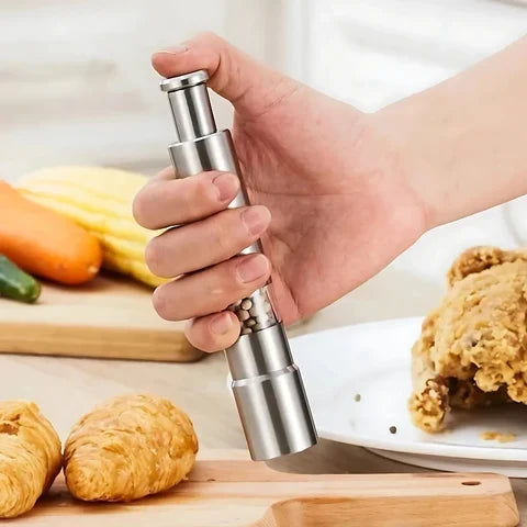 Salt & Pepper Grinder One-Handed Press Stainless Steel 2-Pack