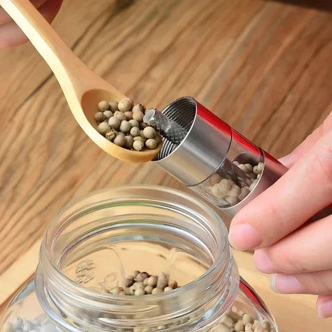 Salt & Pepper Grinder One-Handed Press Stainless Steel 2-Pack