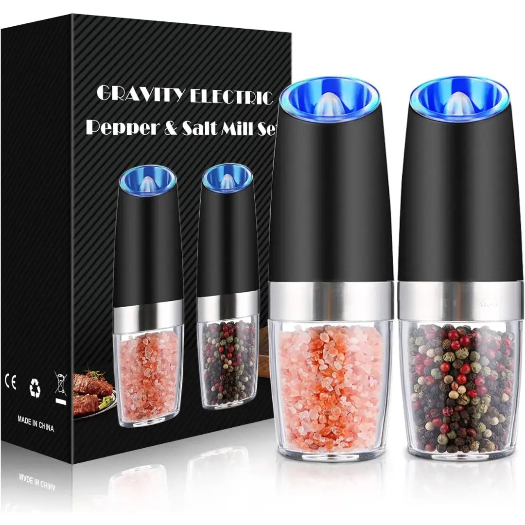 Salt & Pepper Grinders Gravity-Activated USB-Rechargeable & LED Light