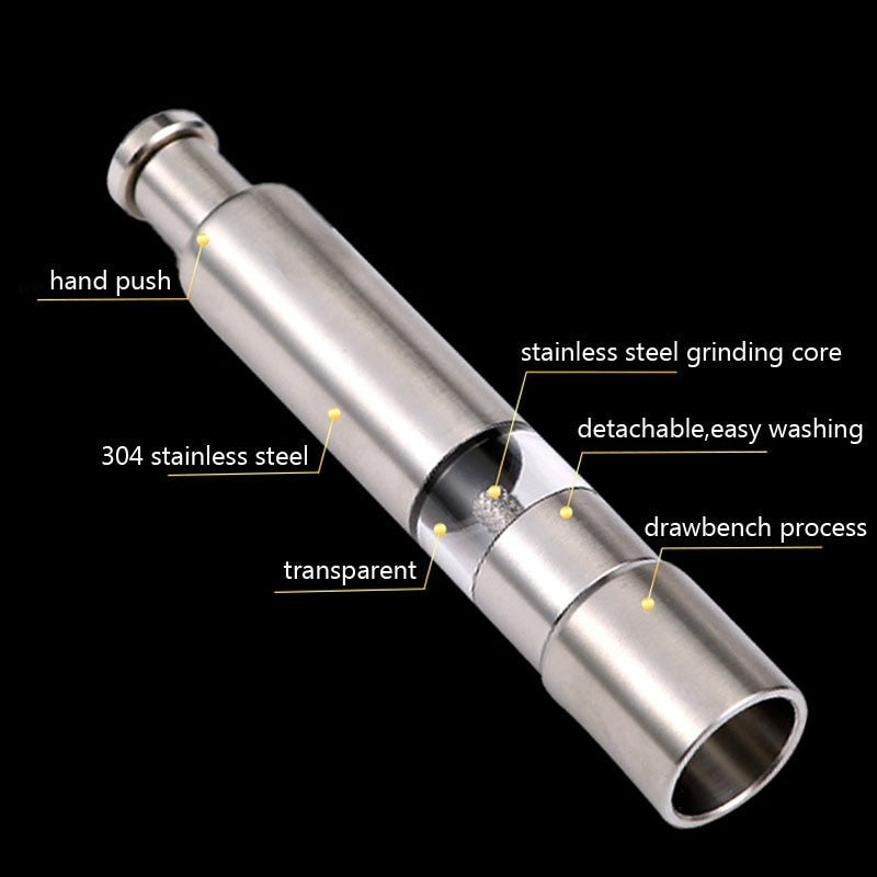 Salt & Pepper Mill One-Handed Push Stainless Steel
