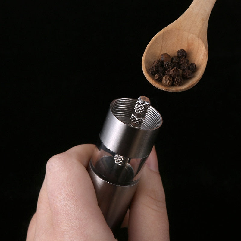 Salt & Pepper Mill One-Handed Push Stainless Steel