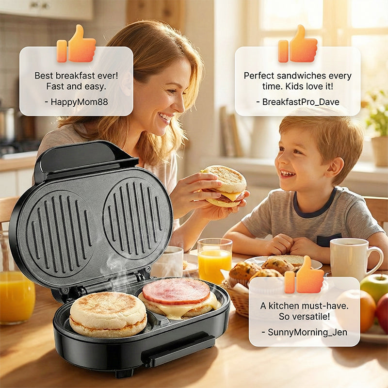Sandwich Maker Double Non-Stick Plates Compact Metal Body