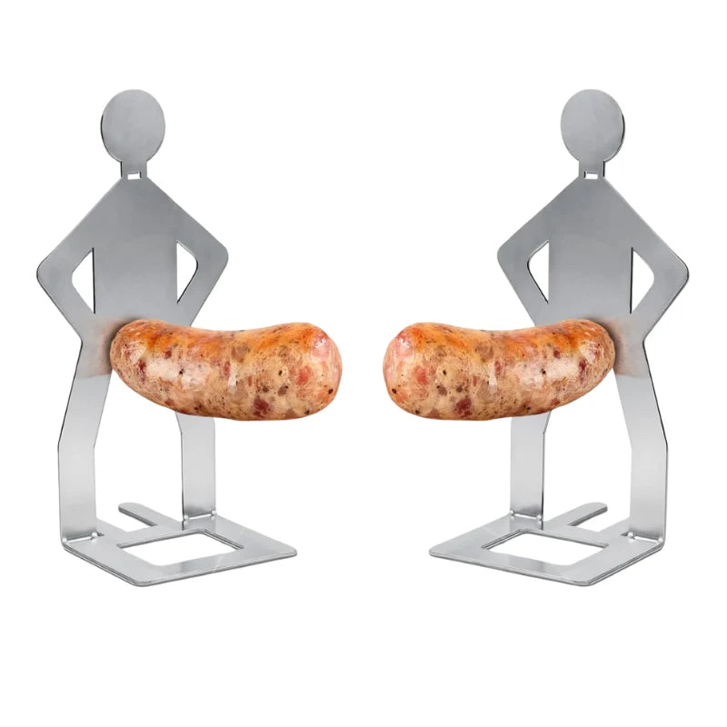Sausage Holder Upright Stainless Steel Little Man Set of 2