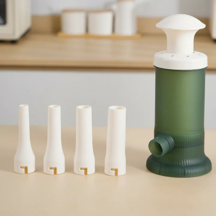 Sausage Stuffer Manual Piston Action Food-Safe Polypropylene Four Nozzles