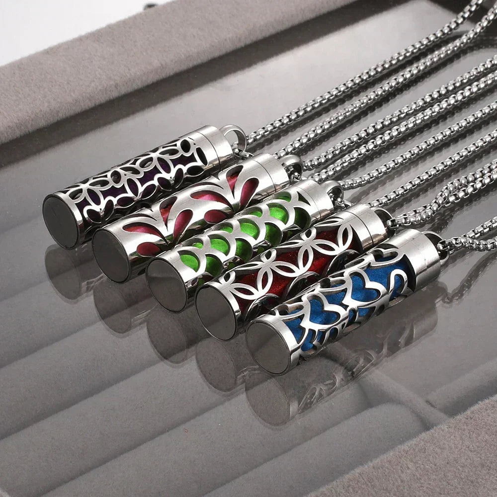 Scent Pendant Necklace Hypoallergenic Stainless Steel Interchangeable Washable Pads