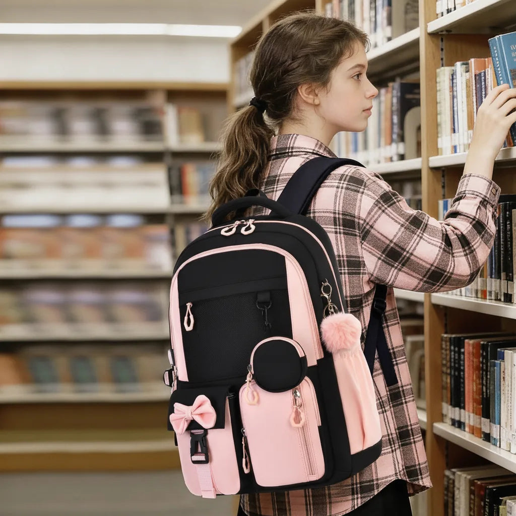 School Backpack Water Resistant Lightweight Anti Theft Pocket