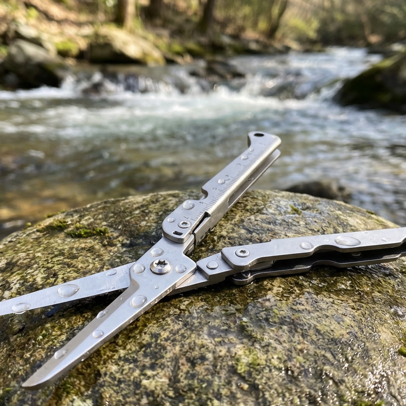 Scissors Foldable Stainless Steel Integrated Ruler & Lever Tip