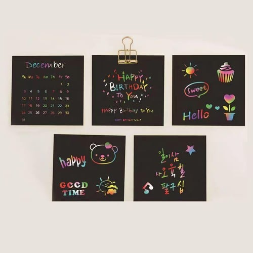 Scratch Art Set 100-Piece Rainbow Color Reveal Wooden Styluses