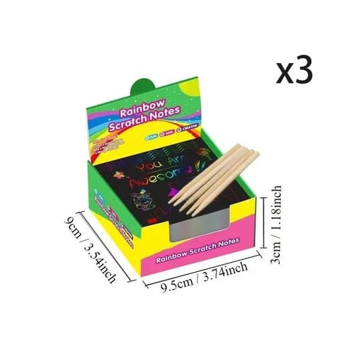 Scratch Art Set 100-Piece Rainbow Color Reveal Wooden Styluses