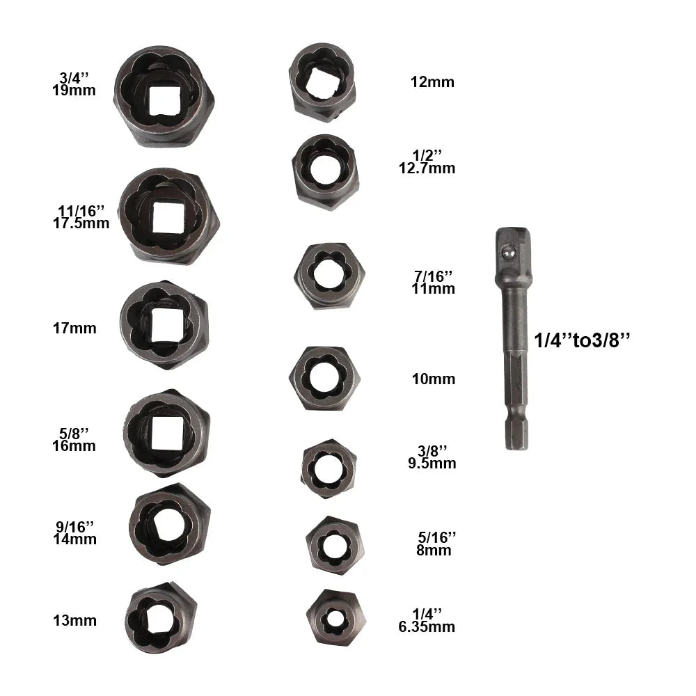 Screw Extractor Set 14-Piece Chrome-Moly With Foam Case