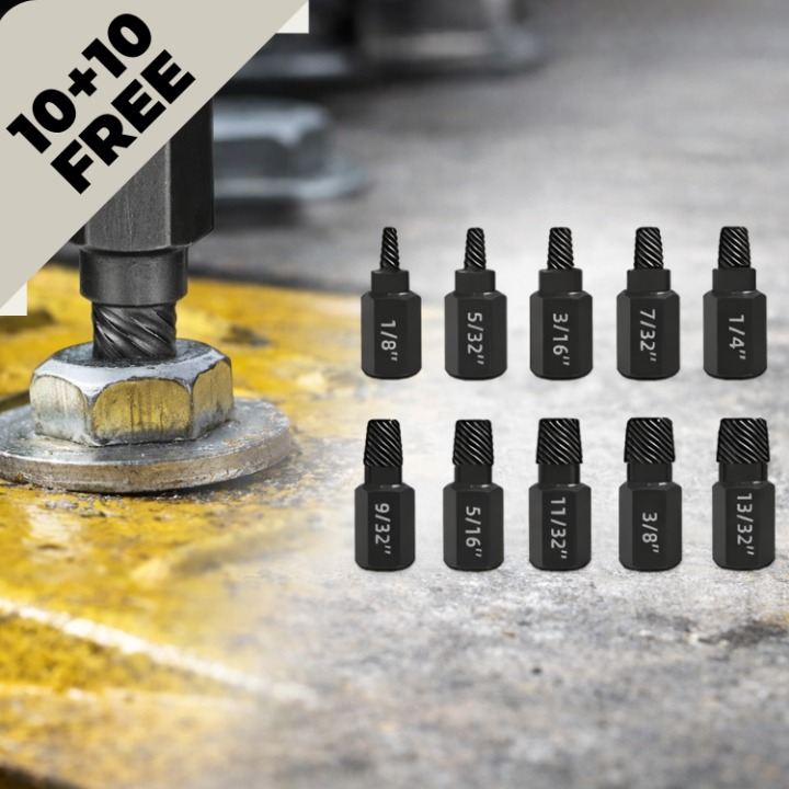 Screw Extractor Set Left-Hand Spiral Size Marked 20-Piece