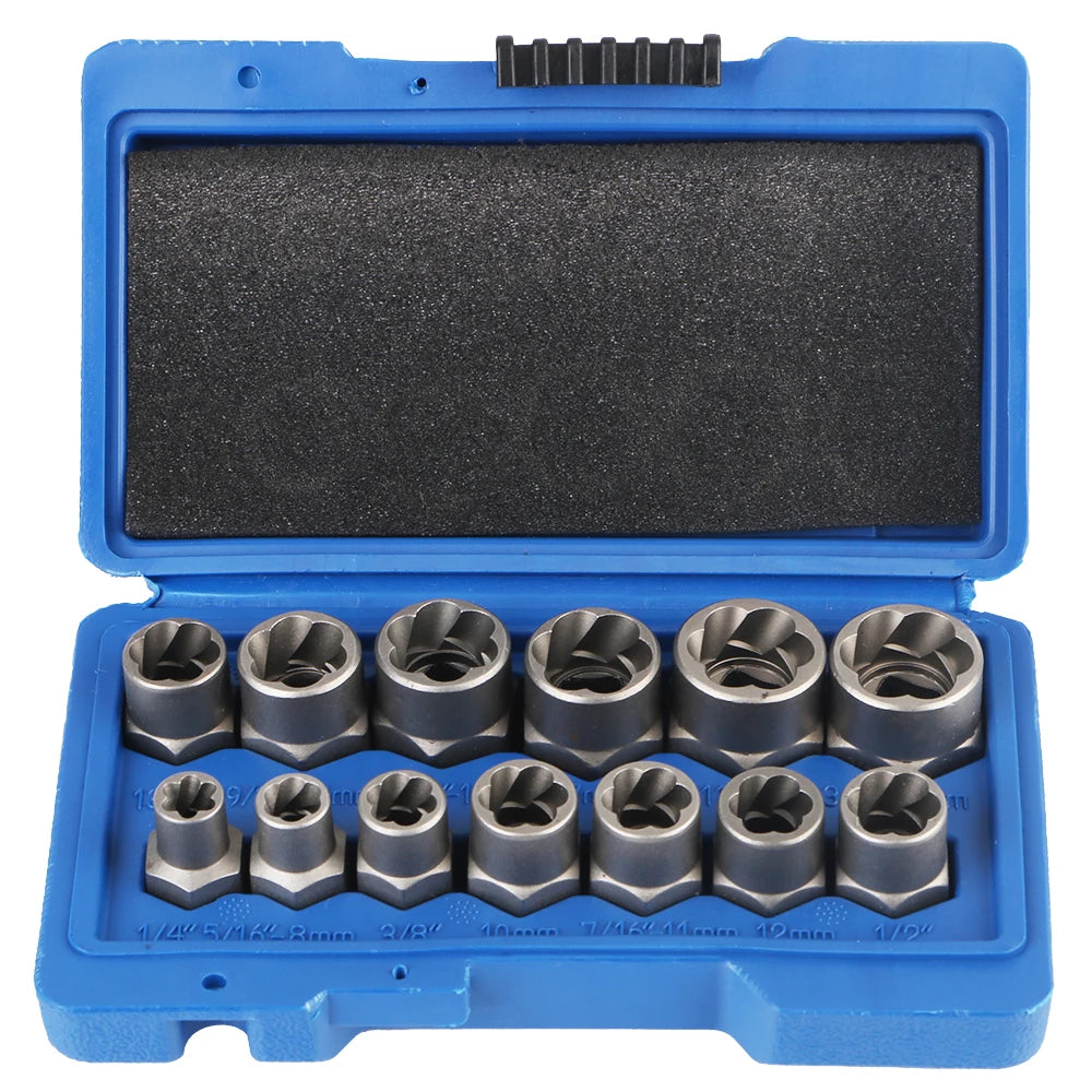 Screw Extractor Set Left-Turning Spiral 14-Piece With Case