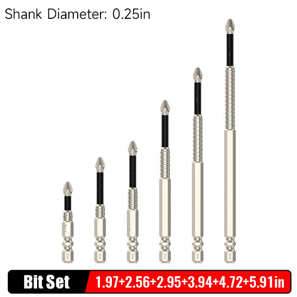 Screwdriver Bit Set Magnetic Carbon Steel Set of 6