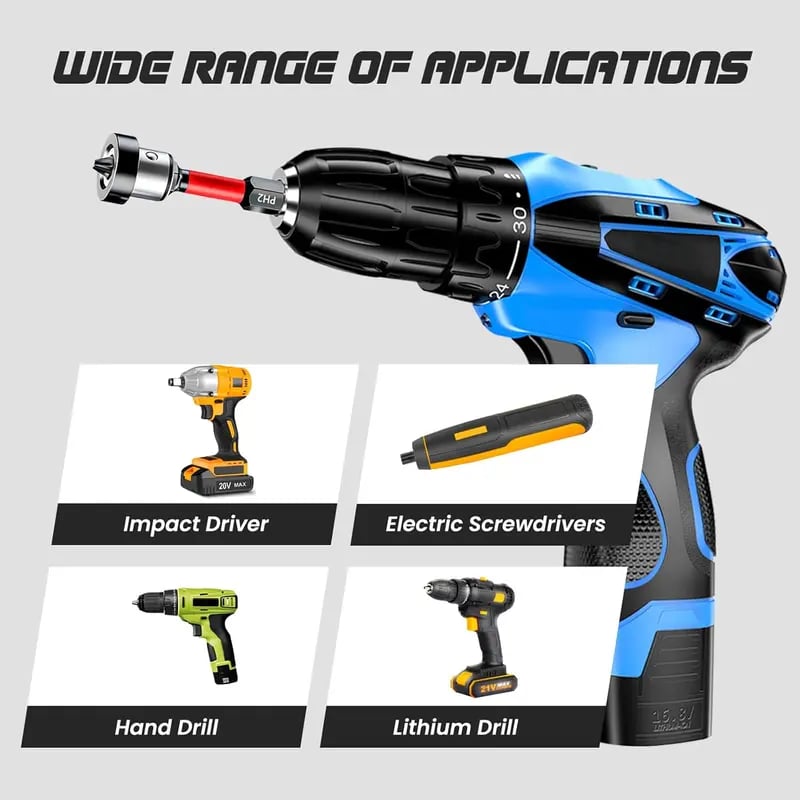 Screwdriver Bit Set Magnetic Collar & Adjustable Depth Stop