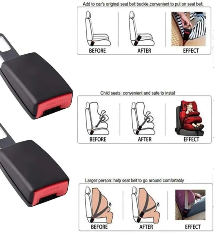 Seat Belt Extender Comfort Fit Stainless Steel Set of 2