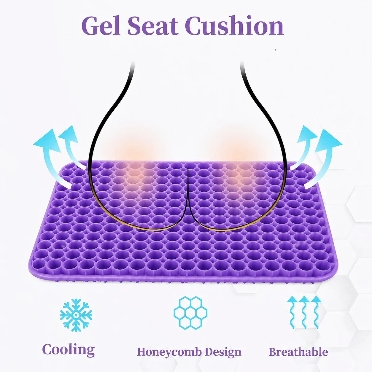 Seat Cushion Double-Layer Honeycomb Silicone Gel Washable Cover
