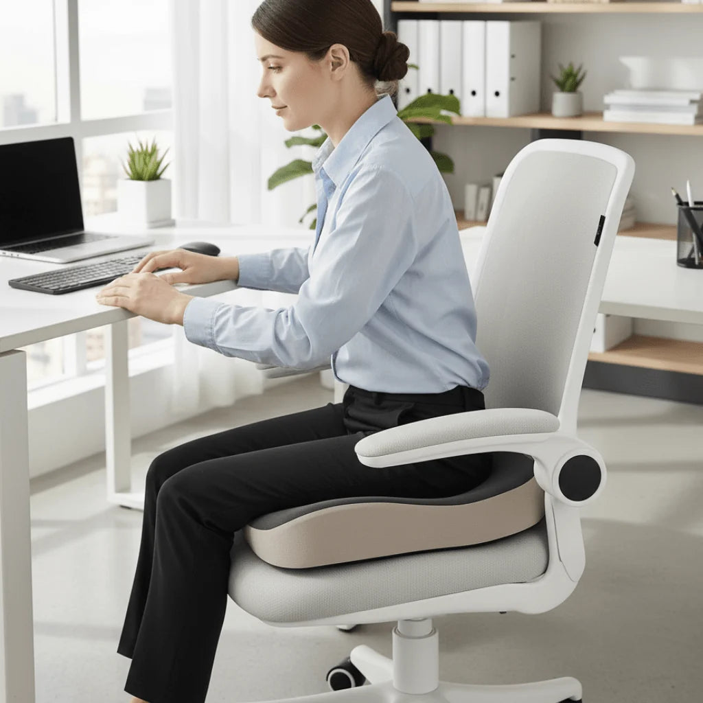 Seat Cushion Ergonomic Memory Foam Non-Slip & Removable Cover