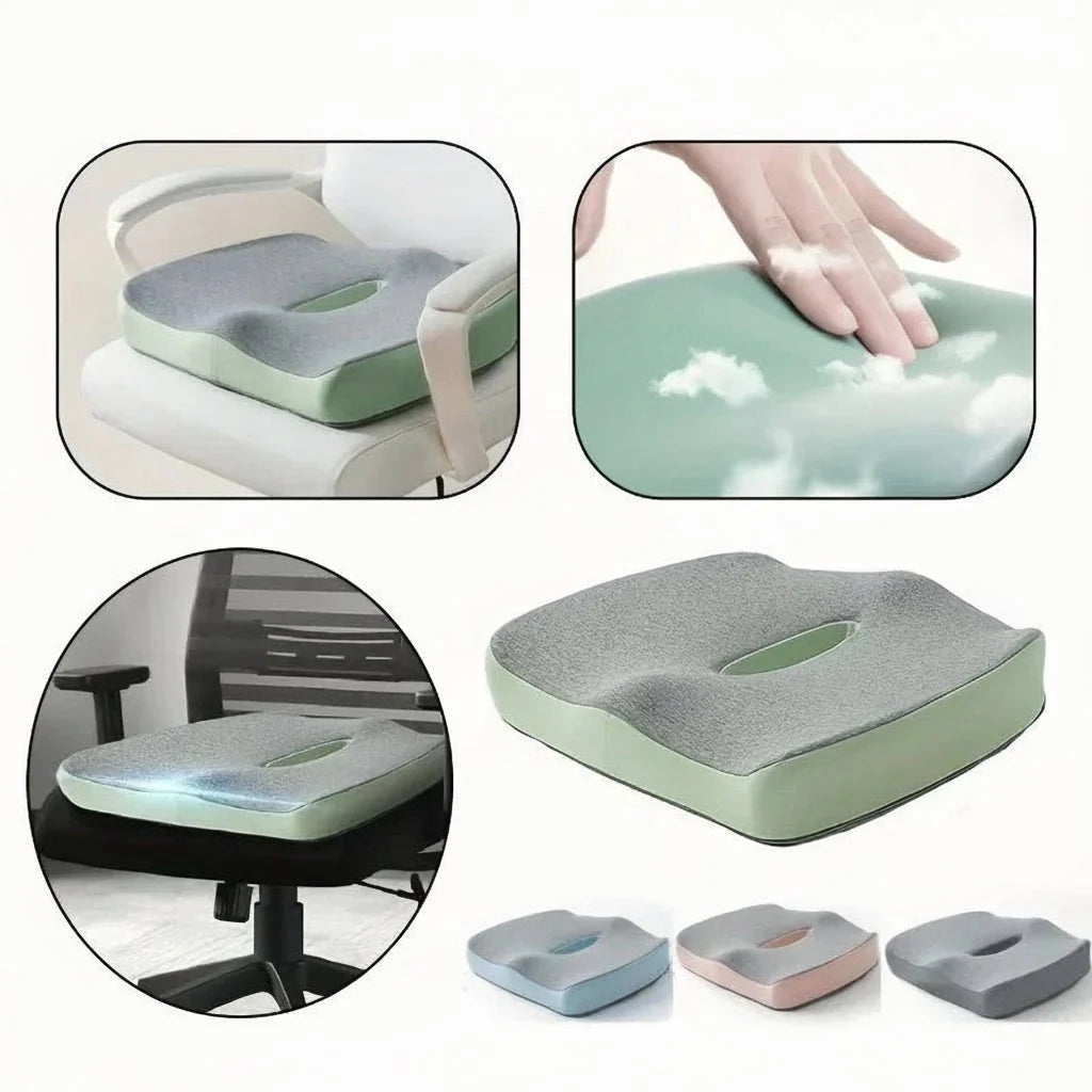 Seat Cushion Ergonomic Memory Foam Non-Slip & Removable Cover