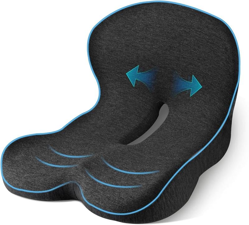 Seat Cushion Memory Foam Ergonomic Cutout Non-Slip